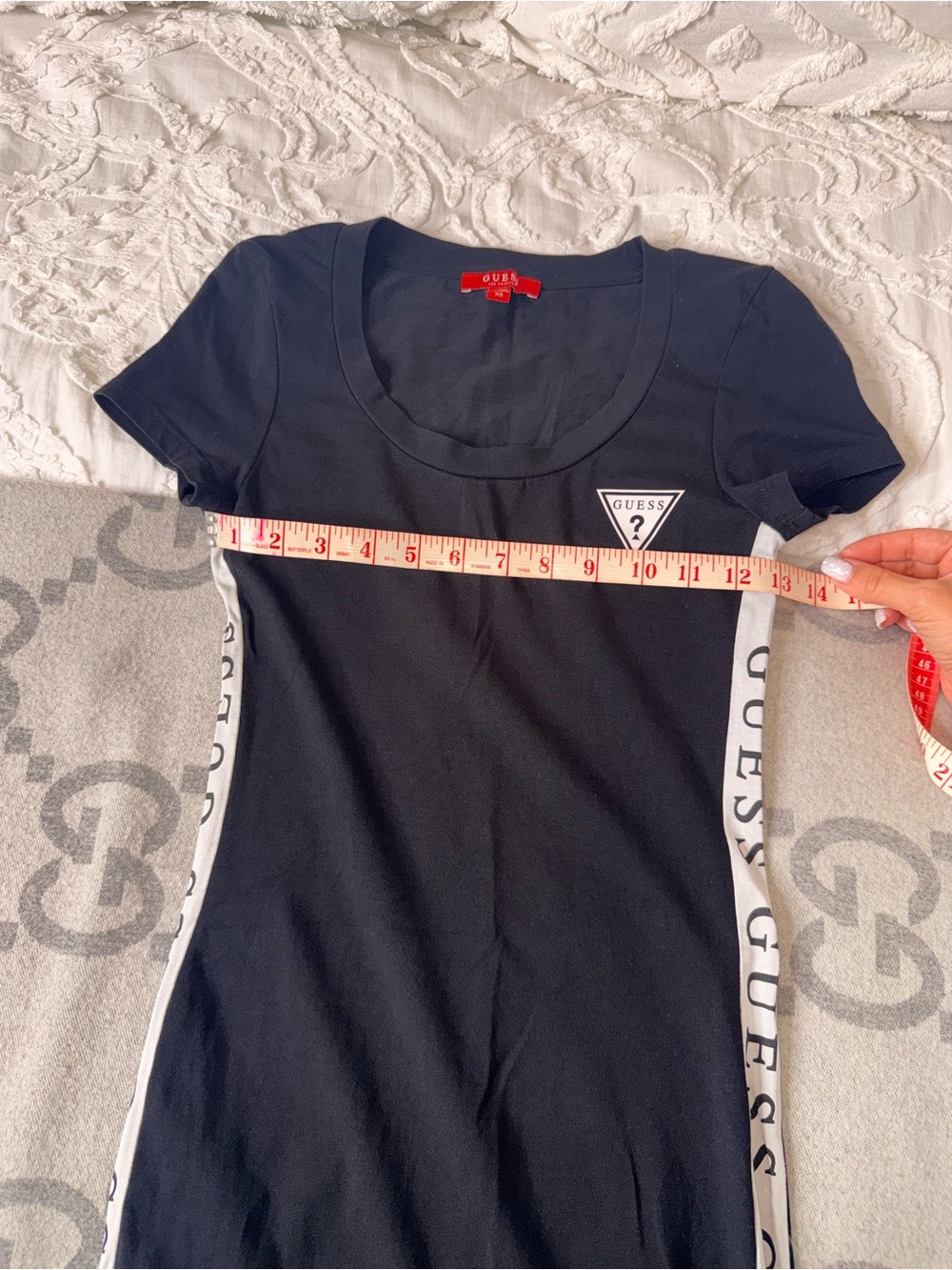 Guess Black Short Sleeve Logo-Trim Mini Dress - Picture 5 of 9